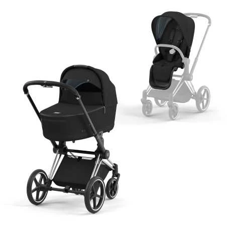 Paketti, Cybex Priam 4 Yhdistelmävaunu, Chrome Black - Deep Black 1 Paketti, Cybex Priam 4 Yhdistelmävaunu, Chrome Black - Deep Black