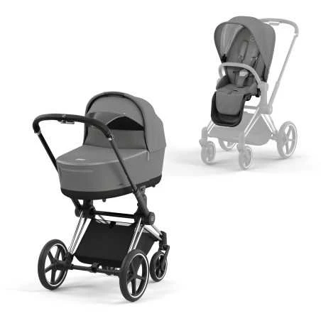 Paketti, Cybex Priam 4 Yhdistelmävaunu, Chrome Black - Soho Grey 1 Paketti, Cybex Priam 4 Yhdistelmävaunu, Chrome Black - Soho Grey